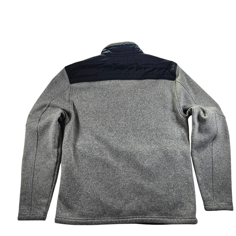 Free Country Sweater Fleece Jacket Mens Large Gray Excellent Hybrid Quilted Zip - Picture 2 of 14